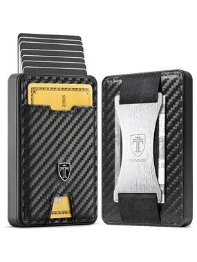 Slim Wallet for Men with Money Clip Metal RFID Blocking Mens Wallet Card Case